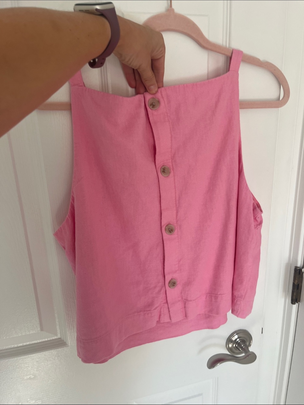 GAP Pink Square-Neck Tank with Back Button Detail - Picture 3 of 4